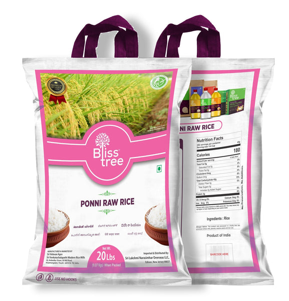 Bliss Tree Ponni Raw Rice-Lbs : 20 - www.foodworldmd.com