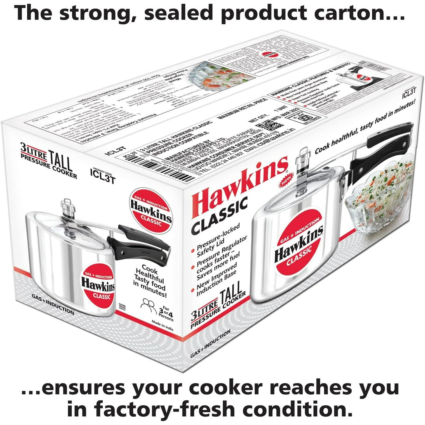 Hawkins Pressure Cooker (Tall) -Ltr : 3 - www.foodworldmd.com