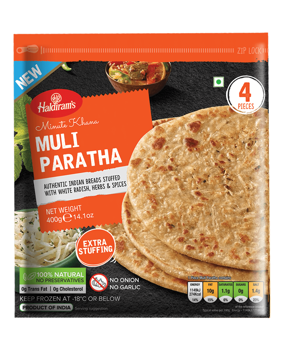 Haldirams Muli Paratha-Gms : 400 - www.foodworldmd.com