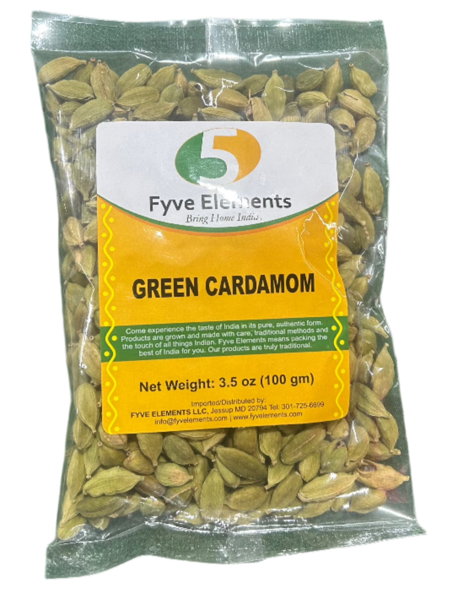 Fyve Elements Green Cardamom Whole-Gms : 100 - www.foodworldmd.com