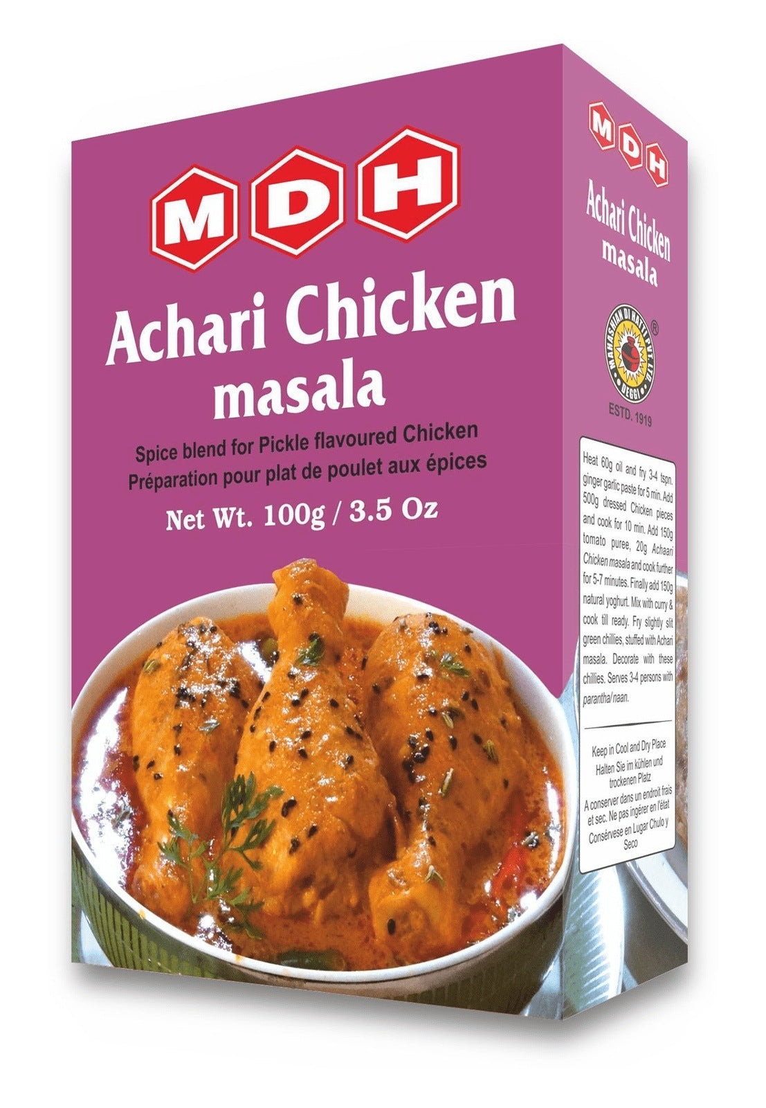 MDH Achari Chicken Masala-Gms : 100 - www.foodworldmd.com