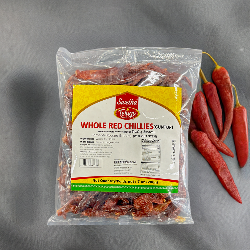 Telugu Whole Guntur Red Chilli-Gms : 200 - www.foodworldmd.com