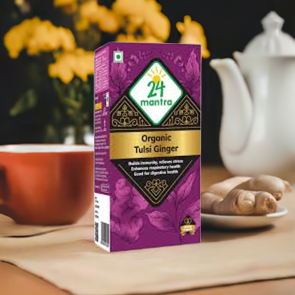 24 Mantra Organic Tulsi Ginger Tea-Gms : 50 - www.foodworldmd.com