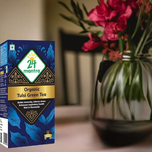 24 Mantra Organic Tulsi Green Tea Bags-Gms : 37.5 - www.foodworldmd.com