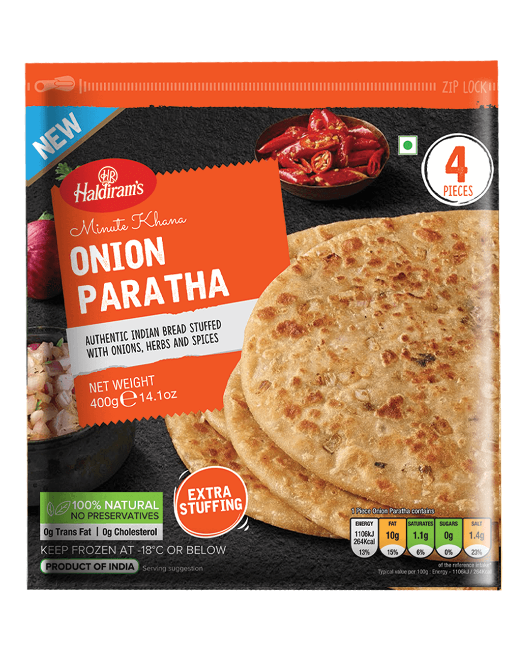 Haldirams Onion Paratha-Gms : 360 - www.foodworldmd.com