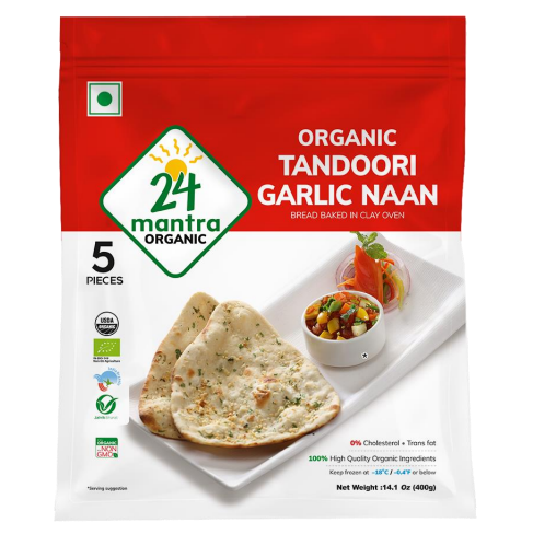 24 Mantra Organic Tandoori Garlic Naan-Gms : 400